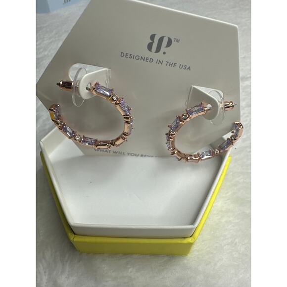 Bomb Party RBP8935 Lavender Topaz CZ Rose Gold Plating NIB earrings - Picture 2 of 3